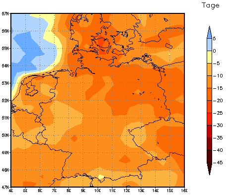 Gebietsmittel dieses Klimalaufs: -11 Tage