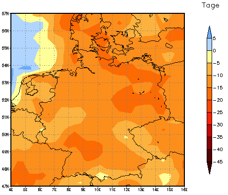 Gebietsmittel dieses Klimalaufs: -15 Tage