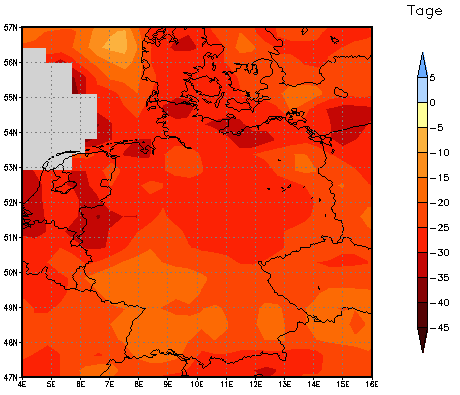 Gebietsmittel dieses Klimalaufs: -25 Tage