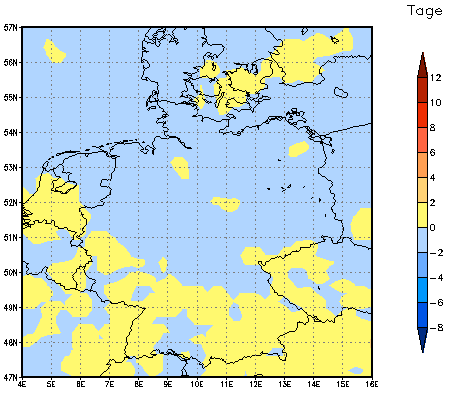 Gebietsmittel dieses Klimalaufs: -1 Tage