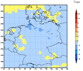 Gebietsmittel dieses Klimalaufs: -2 Tage