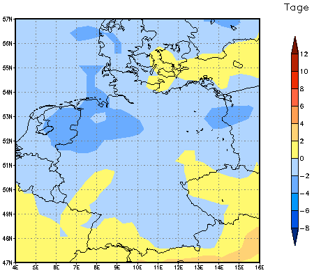 Gebietsmittel dieses Klimalaufs: -1 Tage