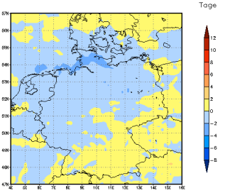 Gebietsmittel dieses Klimalaufs: -2 Tage