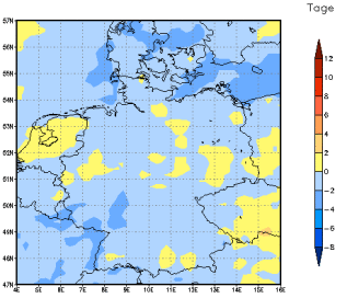 Gebietsmittel dieses Klimalaufs: -1 Tage