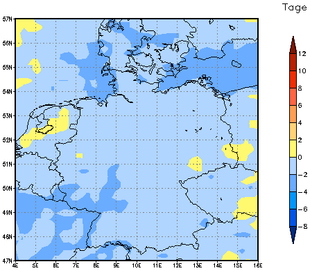 Gebietsmittel dieses Klimalaufs: -1 Tage