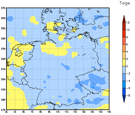 Gebietsmittel dieses Klimalaufs: -1 Tage