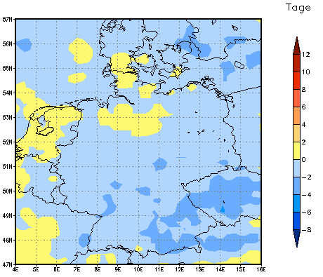 Gebietsmittel dieses Klimalaufs: -1 Tage