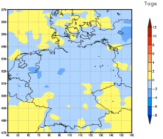 Gebietsmittel dieses Klimalaufs: -1 Tage