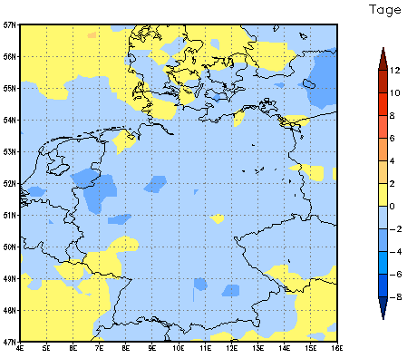 Gebietsmittel dieses Klimalaufs: -1 Tage