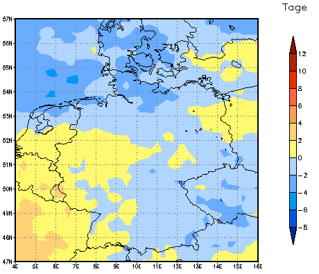 Gebietsmittel dieses Klimalaufs: -1 Tage