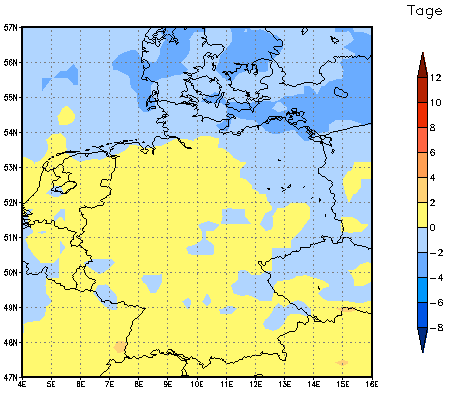 Gebietsmittel dieses Klimalaufs: -1 Tage