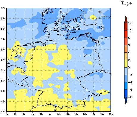 Gebietsmittel dieses Klimalaufs: -2 Tage