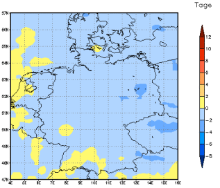 Gebietsmittel dieses Klimalaufs: -1 Tage