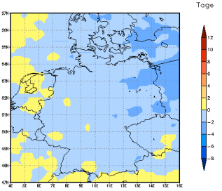 Gebietsmittel dieses Klimalaufs: -2 Tage