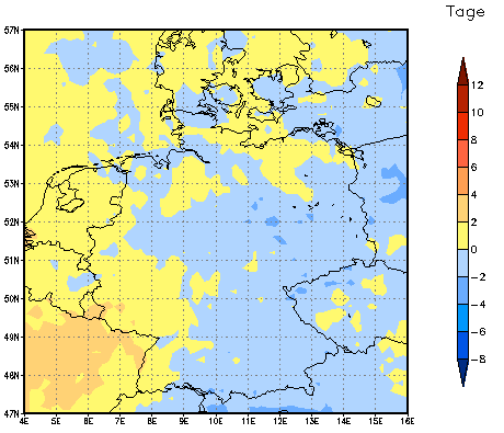 Gebietsmittel dieses Klimalaufs: 0 Tage