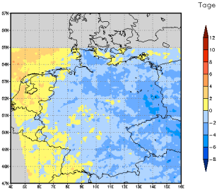 Gebietsmittel dieses Klimalaufs: -2 Tage