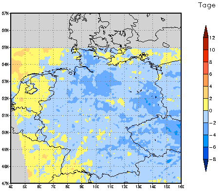 Gebietsmittel dieses Klimalaufs: -1 Tage