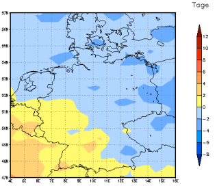 Gebietsmittel dieses Klimalaufs: -1 Tage