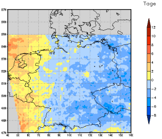 Gebietsmittel dieses Klimalaufs: -2 Tage