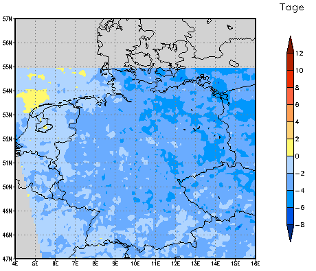 Gebietsmittel dieses Klimalaufs: -4 Tage