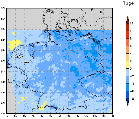 Gebietsmittel dieses Klimalaufs: -3 Tage