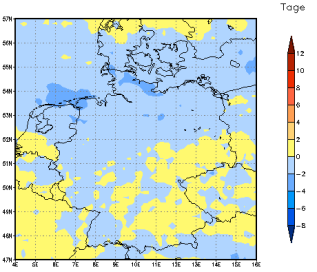 Gebietsmittel dieses Klimalaufs: -2 Tage