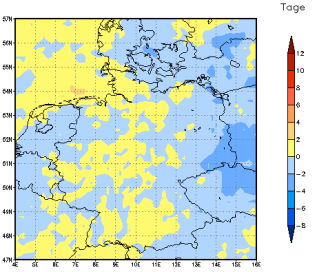 Gebietsmittel dieses Klimalaufs: -1 Tage