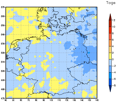 Gebietsmittel dieses Klimalaufs: -1 Tage