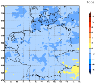 Gebietsmittel dieses Klimalaufs: -1 Tage