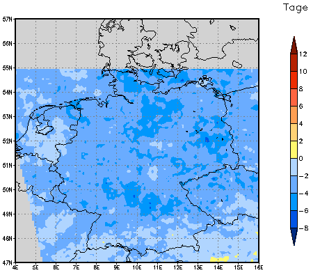 Gebietsmittel dieses Klimalaufs: -3 Tage