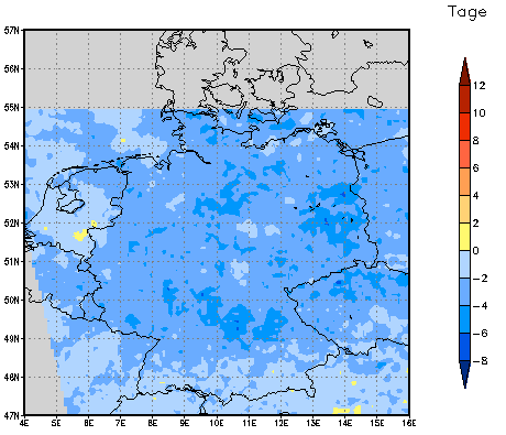 Gebietsmittel dieses Klimalaufs: -3 Tage