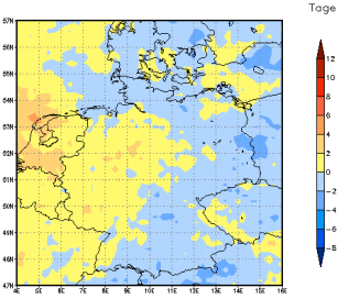 Gebietsmittel dieses Klimalaufs: -1 Tage