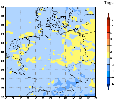 Gebietsmittel dieses Klimalaufs: -1 Tage