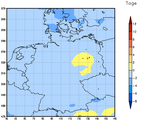 Gebietsmittel dieses Klimalaufs: -1 Tage