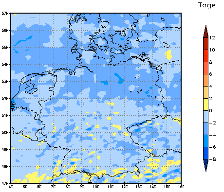 Gebietsmittel dieses Klimalaufs: -3 Tage