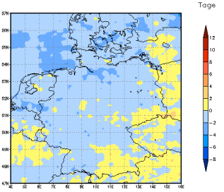 Gebietsmittel dieses Klimalaufs: -1 Tage