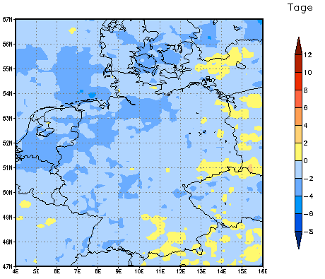 Gebietsmittel dieses Klimalaufs: -1 Tage