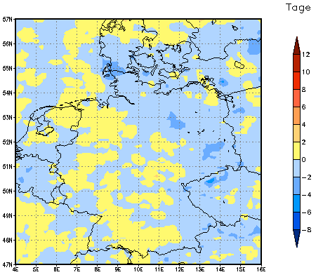 Gebietsmittel dieses Klimalaufs: -1 Tage