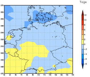 Gebietsmittel dieses Klimalaufs: -1 Tage