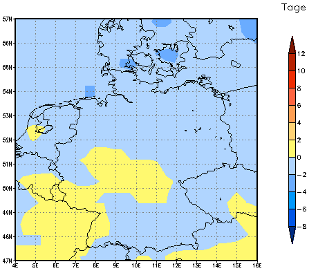 Gebietsmittel dieses Klimalaufs: -1 Tage