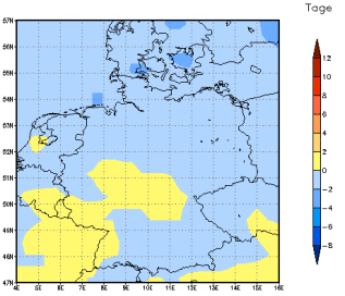 Gebietsmittel dieses Klimalaufs: -1 Tage