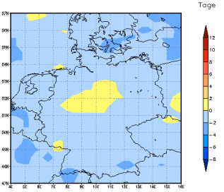 Gebietsmittel dieses Klimalaufs: -1 Tage