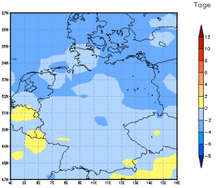 Gebietsmittel dieses Klimalaufs: -3 Tage