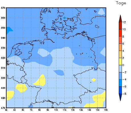 Gebietsmittel dieses Klimalaufs: -3 Tage