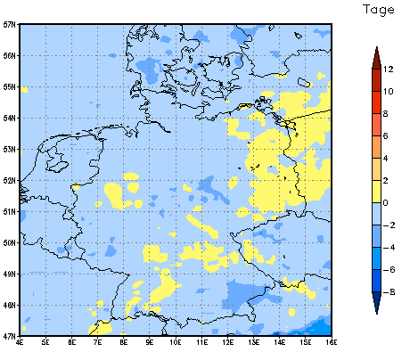 Gebietsmittel dieses Klimalaufs: -1 Tage