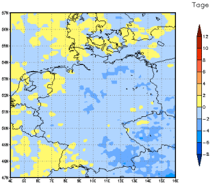 Gebietsmittel dieses Klimalaufs: -1 Tage