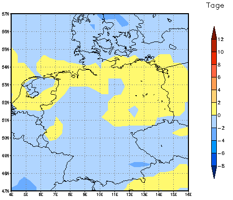 Gebietsmittel dieses Klimalaufs: -1 Tage