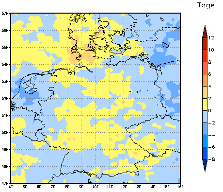 Gebietsmittel dieses Klimalaufs: 0 Tage