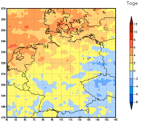 Gebietsmittel dieses Klimalaufs: +2 Tage