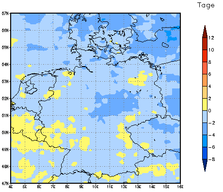 Gebietsmittel dieses Klimalaufs: -1 Tage